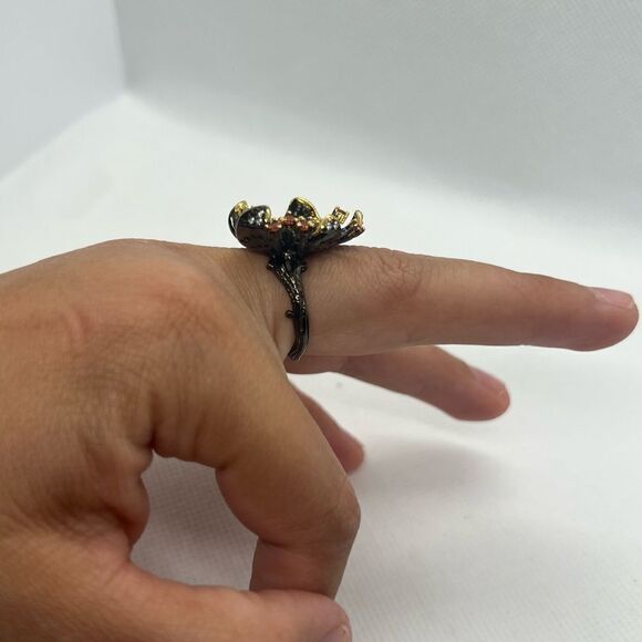 925 Sterling Silver Floral Blossom With Amethyst inspired crystal accent - Picture 14 of 16